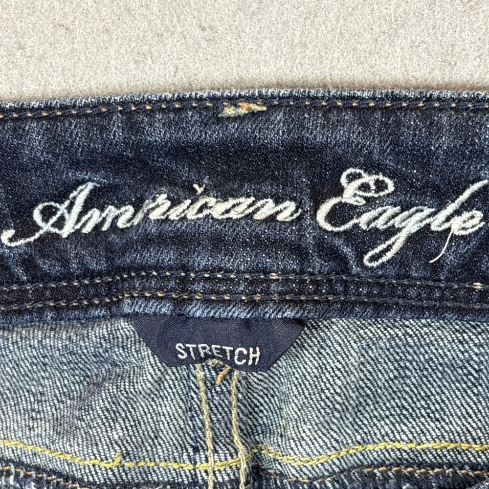 Y2K American Eagle Flap Pocket Micro Mini Low Rise Jean Shorts Size 4 - 2009 - Picture 7 of 8